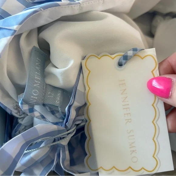 NWT Antonio Melani x Jennifer Sumko Catherine Gingham Puff Sleeve Midi Dress - Picture 6 of 6